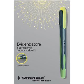Evidenziatore a penna - punta scalpello - tratto da 1,0-4,0mm - giallo - Starli…