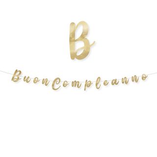 Festone in cartoncino Buon compleanno Oro Big Party