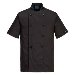 Giacca cuoco Kent - maniche corte - taglia L - nero - Portwest