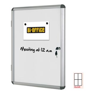 Bacheca per interni - fondo bianco magnetico - 4 fogli A4 - verticale - Bi-Offi…