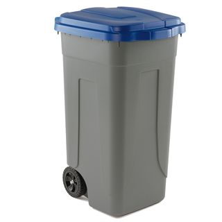 Bidone mobile - con chiusura a clip - 49x54x85 cm - 100 L - grigio/blu - Mobil …