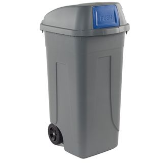Bidone mobile Push - con coperchio - 49x54x95 cm - 100 L - grigio/blu - Mobil P…