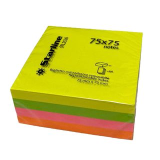 Biglietti adesivi Cubo - assortito neon - 75 x 75mm - 70gr - 320 fogli - Starli…