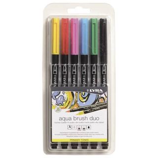 Pennarello Aqua Brush Duo - colori primari - Lyra - conf. 6 pezzi