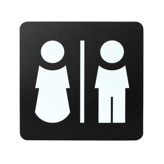 Pittogramma adesivo - toilette uomo/donna - 16 x 16 cm - PVC - nero/bianco - St…
