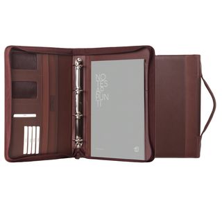 Portablocco Office - con manico - ecopelle - con zip - 28x36 cm - marrone - In …