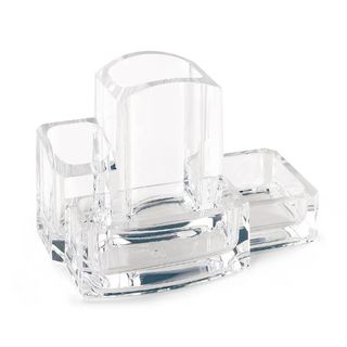 Portacancelleria con portapenne - acrilico - 15 x 10 x 9 cm - trasparente - Leb…