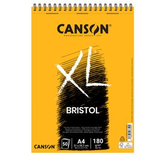 Blocco spiralato lato corto XL Bristol - A4 - 180 gr - 50 fogli - Canson