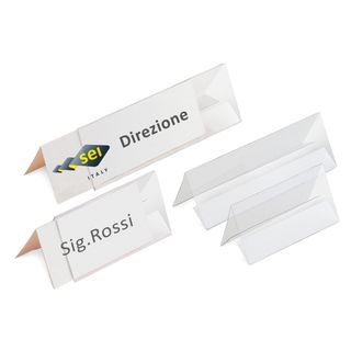 Portanome da tavolo Prisma - 15 x 5 cm - PVC trasparente - Sei Rota - conf. 10 …