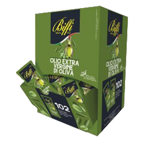 102 bustine monodose Olio extra vergine d'oliva da 10ml - Biffi