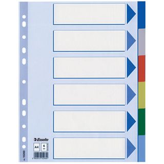 Separatore - 6 tasti colorati - PP - A4 - multicolore - Esselte