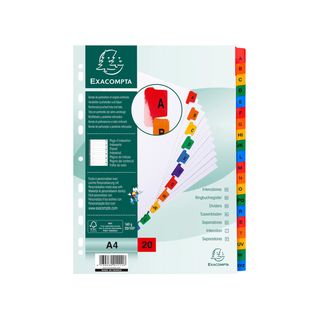 Separatore alfabetico A/Z - cartoncino bianco 160 gr - tasti colorati - A4 - Ex…