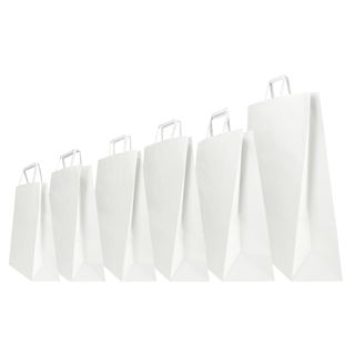 Shopper - maniglia piattina - 36 x 12 x 41 cm - carta kraft - bianco - Mainetti…