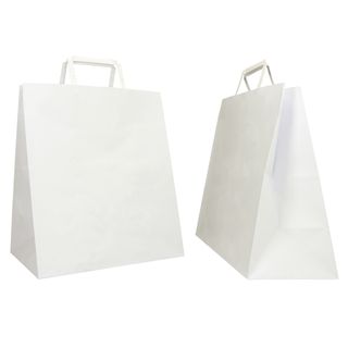 Shopper Flat Large - maniglie piattina - 28 x 17 x 32 cm - carta kraft - bianco…
