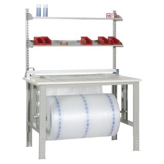 Tavolo da imballaggio - elevabile - 150 x 84 x 78-115 cm - grigio/avorio - Tecn…