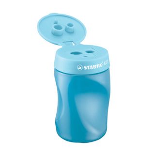 Temperamatite Easy con contenitore - 3 fori - ergonomico - blu - per mancini - …