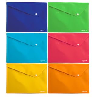 Busta con bottone - 33 x 24,5 cm - PP - colori assortiti - Colorosa - conf. 6 p…