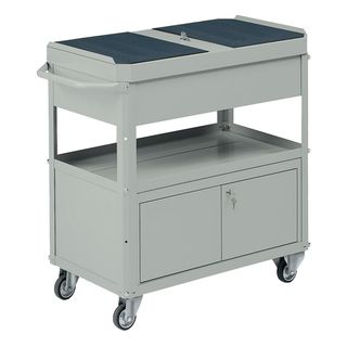 Carrello da lavoro - 2 vasche da 80 x 45 cm - con baule e portattrezzi - 92 x 4…