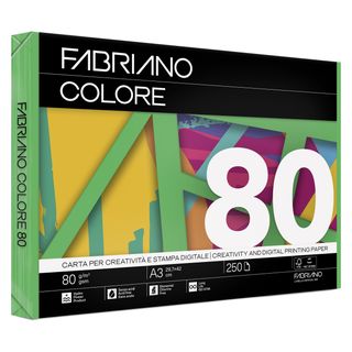 Carta Fabriano Colore - A3 - 80 gr - colori forti verde - Fabriano - conf. 250 …
