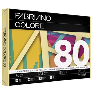Carta Fabriano Colore - A3 - 80 gr - colori tenui banana - Fabriano - conf. 250…