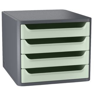 Cassettiera 1400 First - 4 cassetti - 28,8 x 34,6 x23,4 cm - grigio\verde salvi…