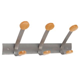Appendiabiti da muro - 3 posti - 45 x 11,2 x 17,5 cm - metallo/legno - grigio m…