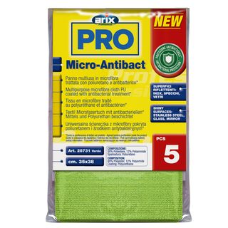 Conf 5 Panni multiuso Micro-Antibact 35x38cm verde Arix
